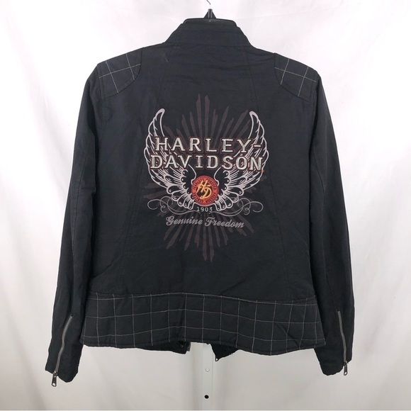 Harley-Davidson Jackets & Blazers - Harley Davidson Motorcycle Biker 97555-13VW Black Full Zip Coat WOMENS SIZE L